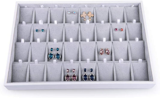 Oirlv Velvet Stackable Jewelry Tray 32 Grids Earrings Organizer Display Showcase Jewelry Storage trays