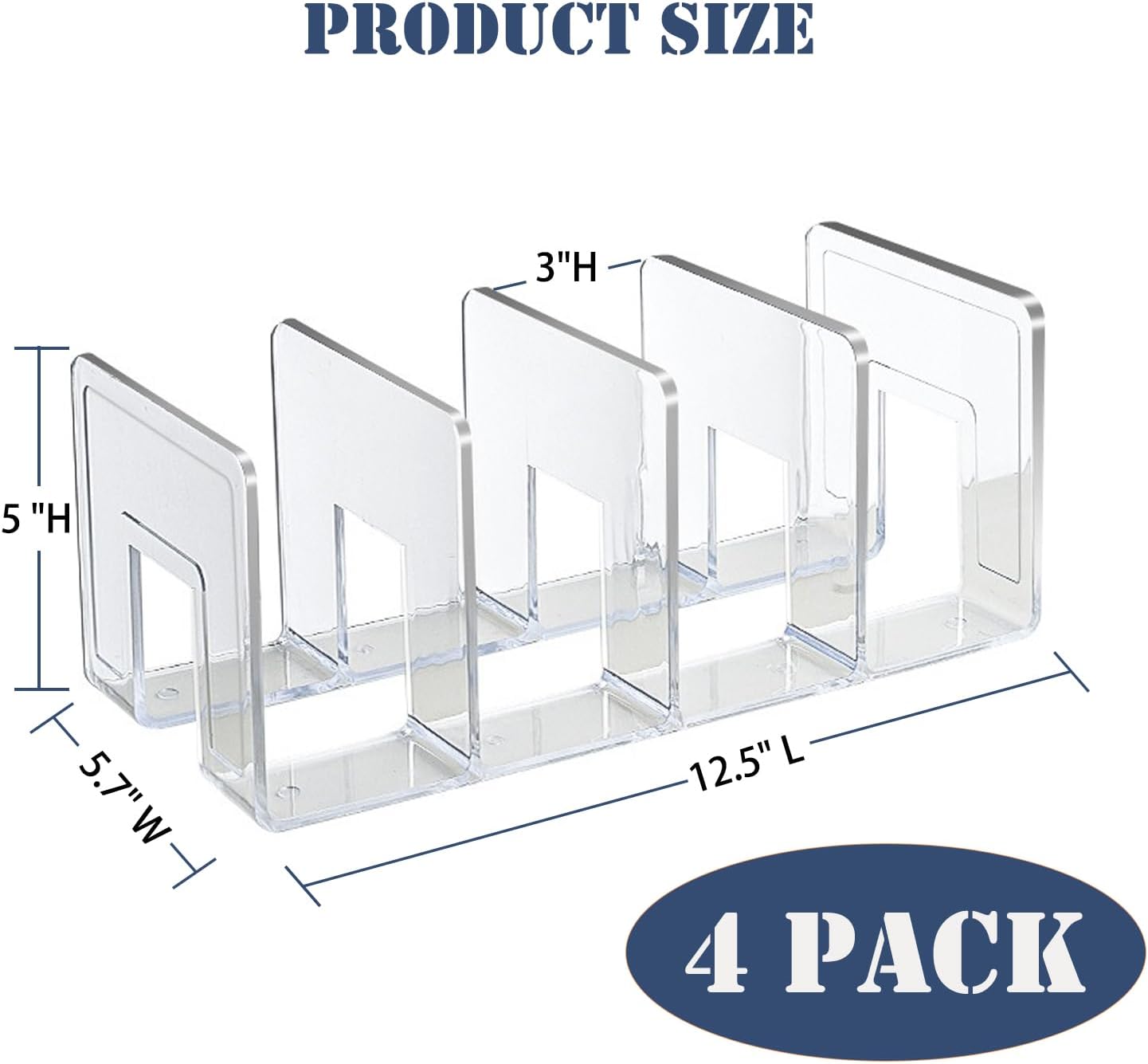 Clear Acrylic File Organizer, Purse Organizer, File Sorter Desktop File Folder Organizer for Book, Envelopes, Mail, Document, Notebook, Office Supplies, Handbag (4Pcs)