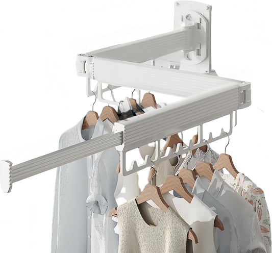 Mounted Wall Drying Rack, Laundry Hanger Dryer Rack, Laundry Hanger Rack, Wall Mounted Clothes Rack, Laundry Room Hanging Rack(Foldable/High-Bearing/Never Fall Off/Third Generation/White)