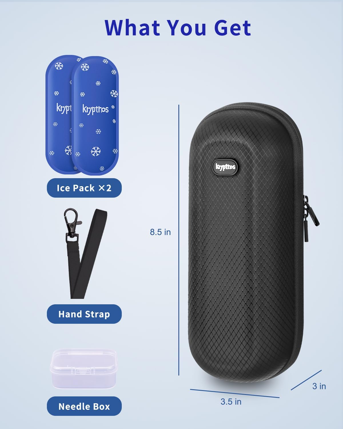 Krypthos Insulin Cooler Travel Case, Diabetes Travel Bag with 2 TSA Approved Ice Packs, Portable Medication Organizer for Diabetic Insulin Pens, Vials & Syringes for Travel & Daily Use (Black)
