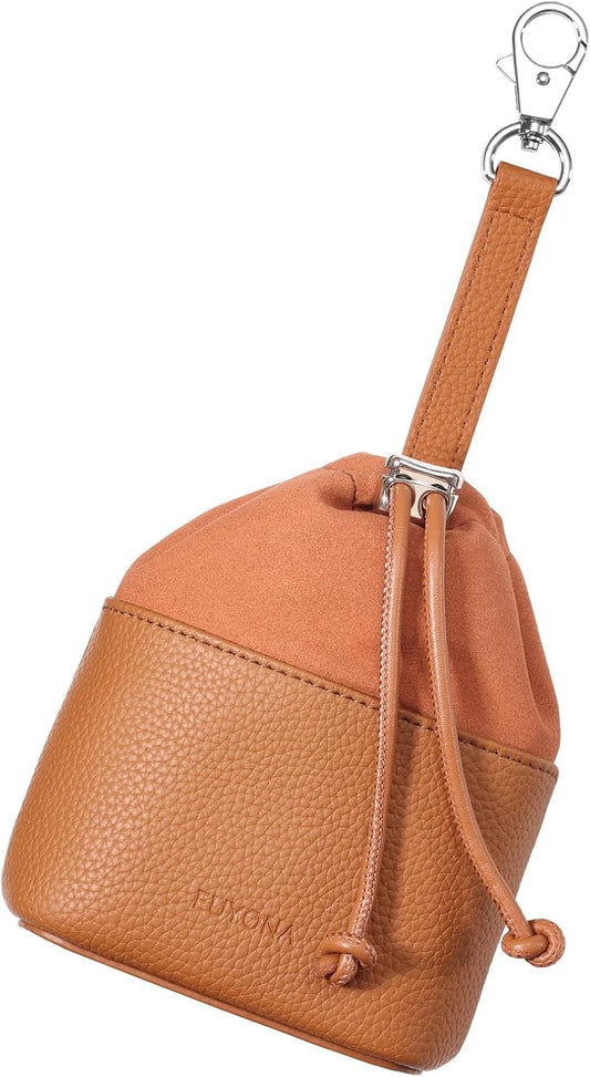 Dog Treat Pouch for Training - Wide Opening & Drawstring Closure, Hands-Free Waist Bag with Belt Clip/Carabiner, Portable Pet Snack Holder for Walking, Hiking (Brown)