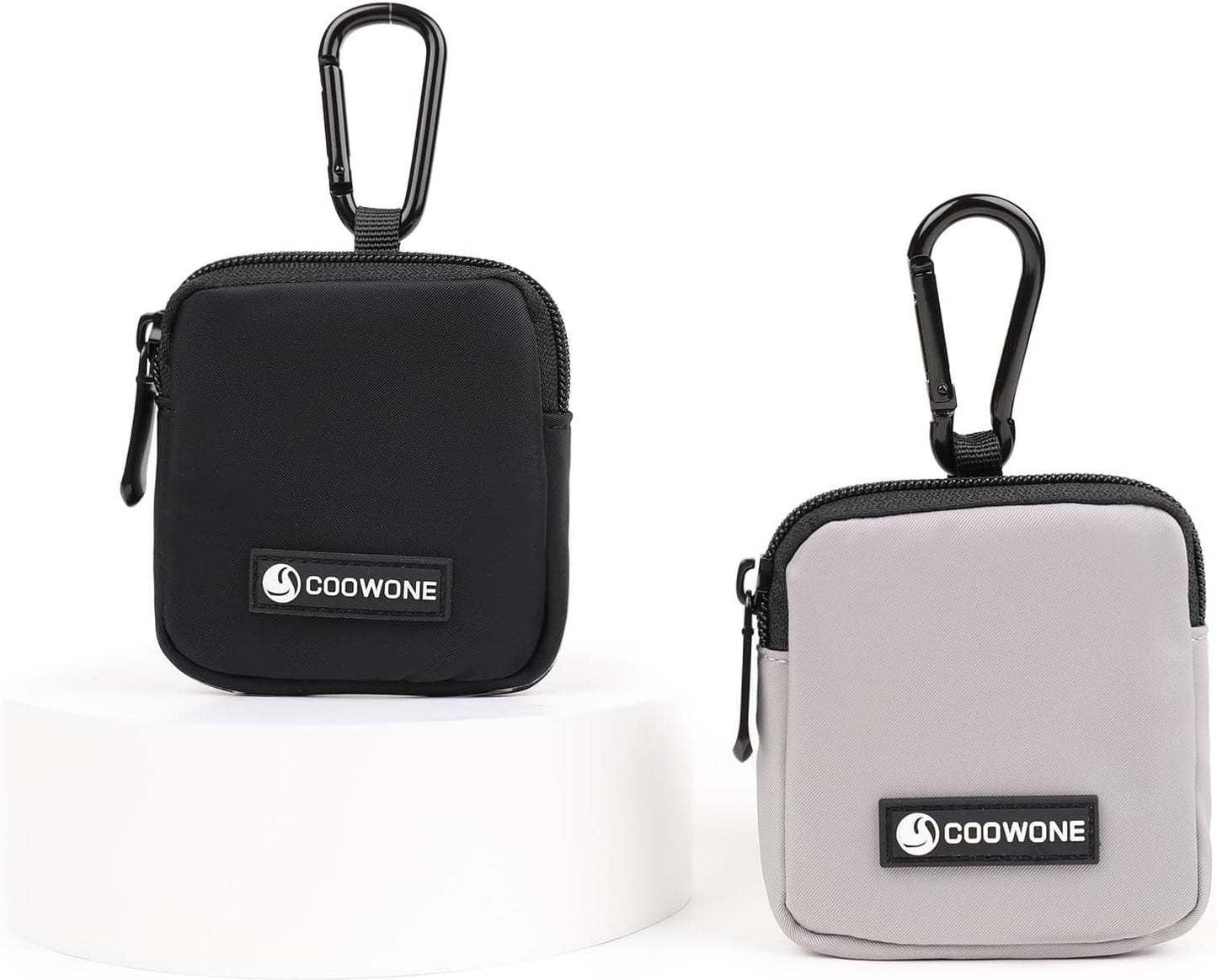 2 PCS Waterproof Small Dog Treat Bag for Leash, Hands Free Dog Walking Bag with Carabiner, Dog Poop Bag Holder for Pet Puppy Travel or Outdoor Use, Zipper Closure to Avoid Spilling