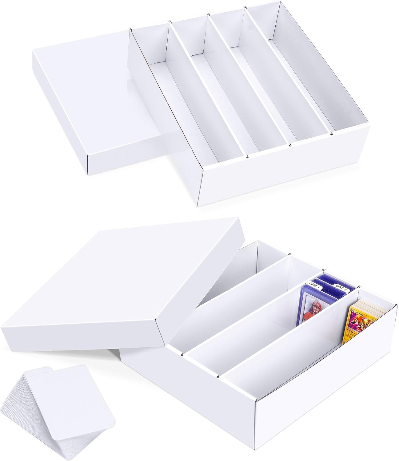 Trading Card Storage Box, 3200 Count Cardboard Storage Box with Divider for Sports, Tcg, Mtg Card(2 Pack)