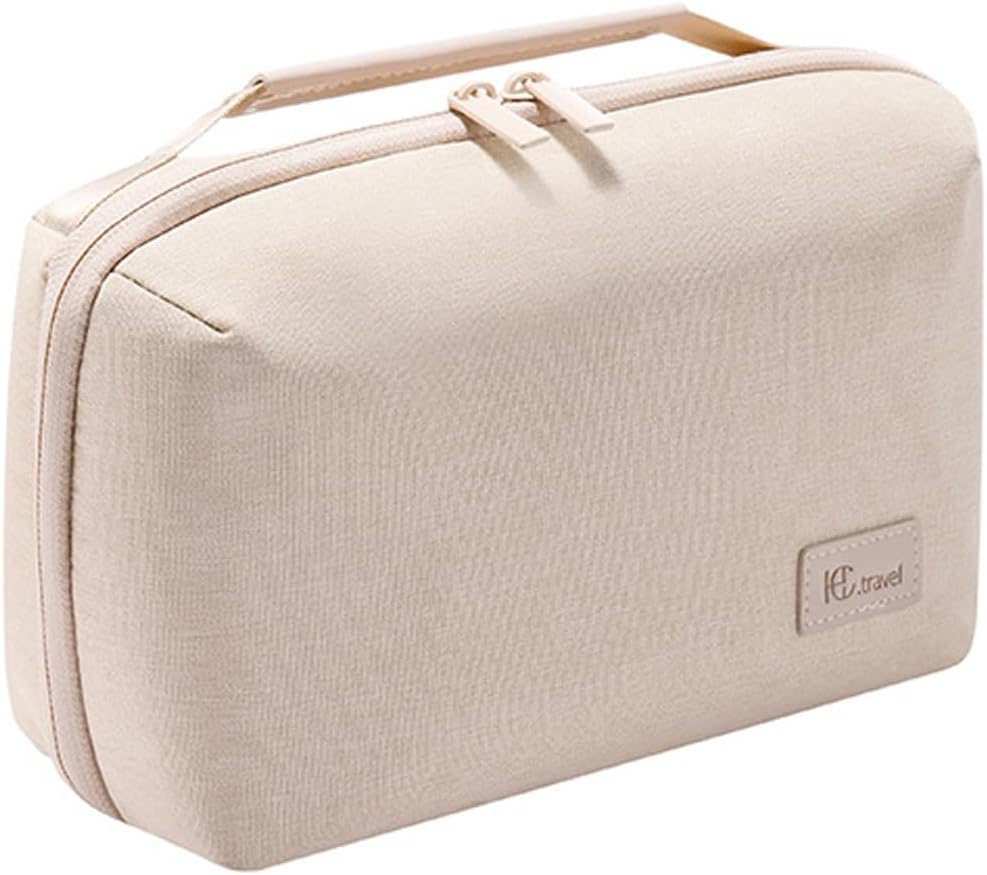 Kaxich Travel Electronics Organizer, Electronics Accessories Bag Portable Cable Organizer Case Waterproof Universal for Adapters Memory Cards, USB Cables (Beige)