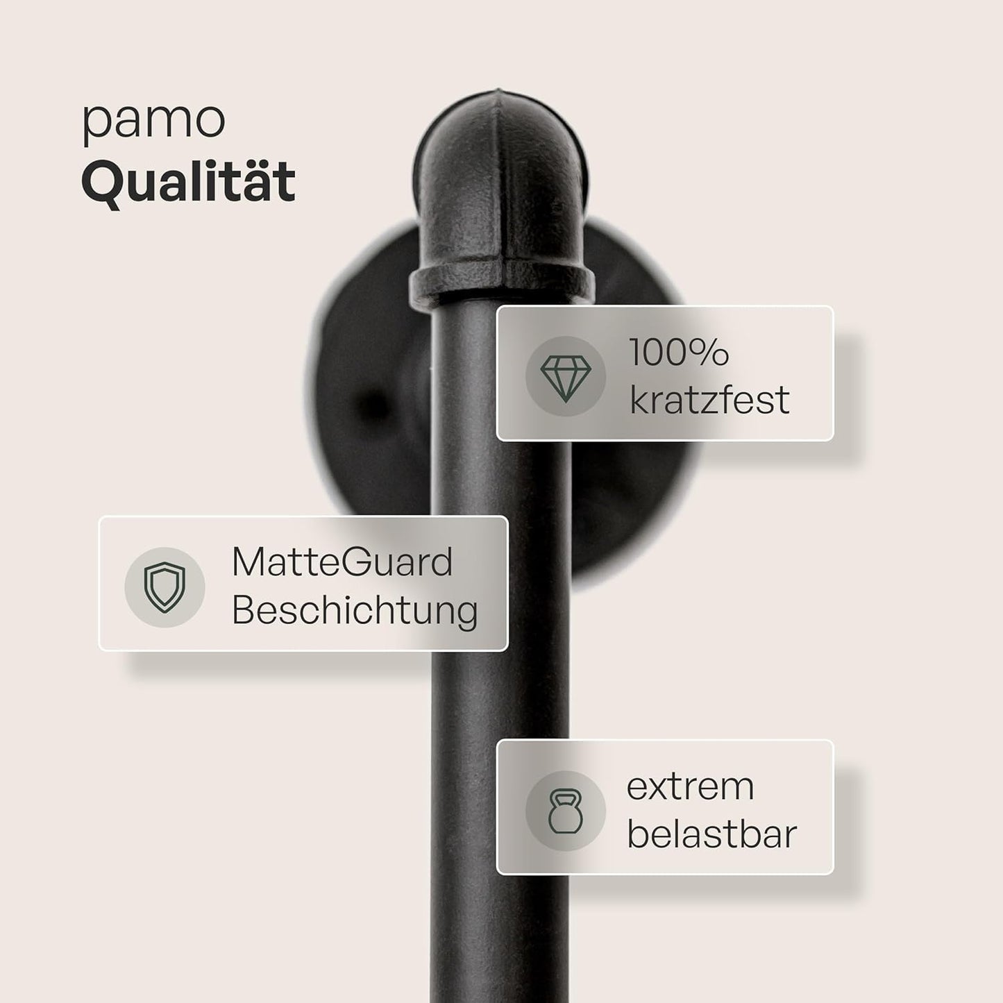 pamo Industrial Design garment rack - LAS 2 Black - freestanding Coat Rack for Walk-In Wardrobe Wall I Clothes Rack Made of Black Sturdy Pipes freestanding from Water Pipe
