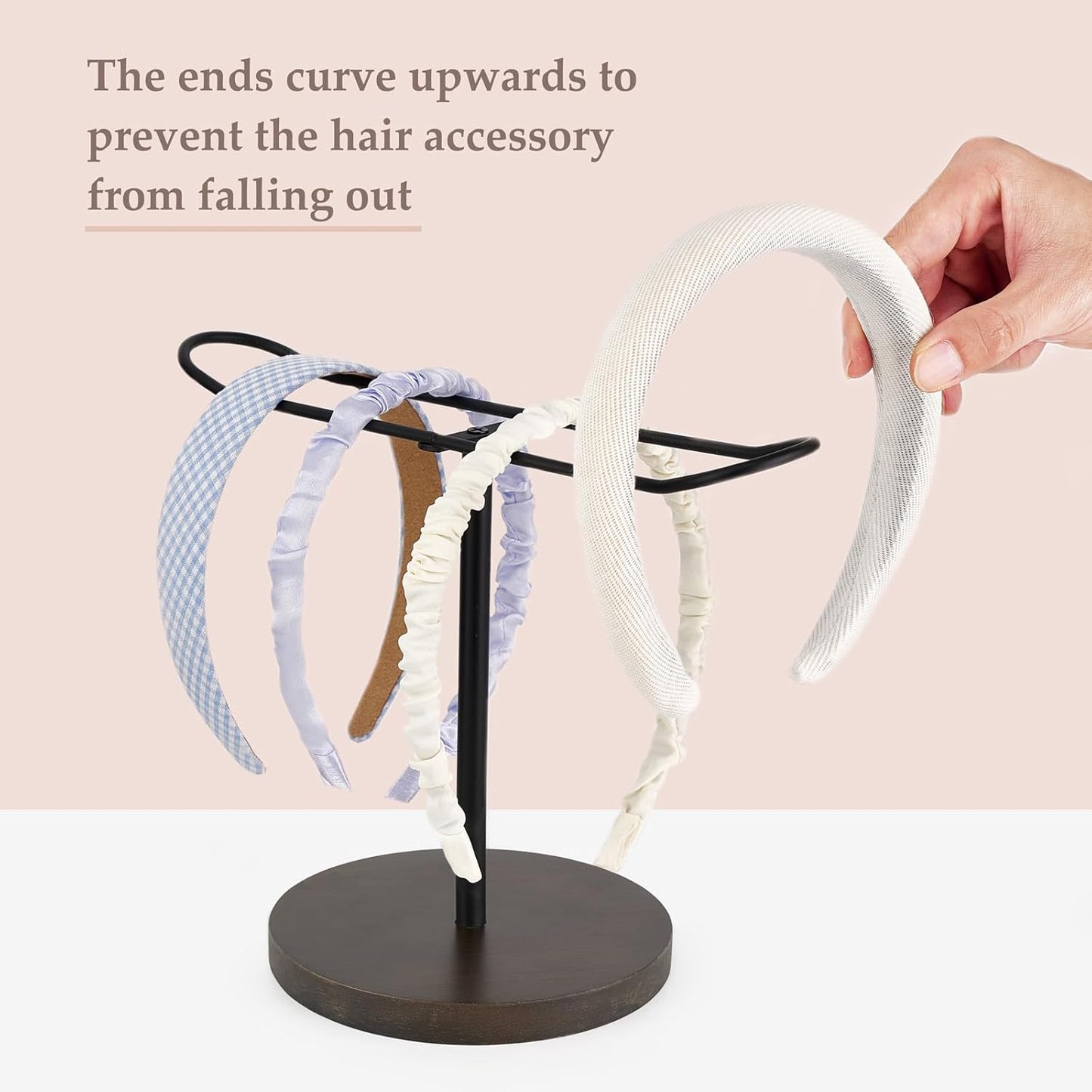 Dahey Headband Holder Metal Headband Organizer Hair Hoop Display Stand, Hair Accessories Organizer Storage Hair Ropes Bracelets Bangles for Women and Girls, Black