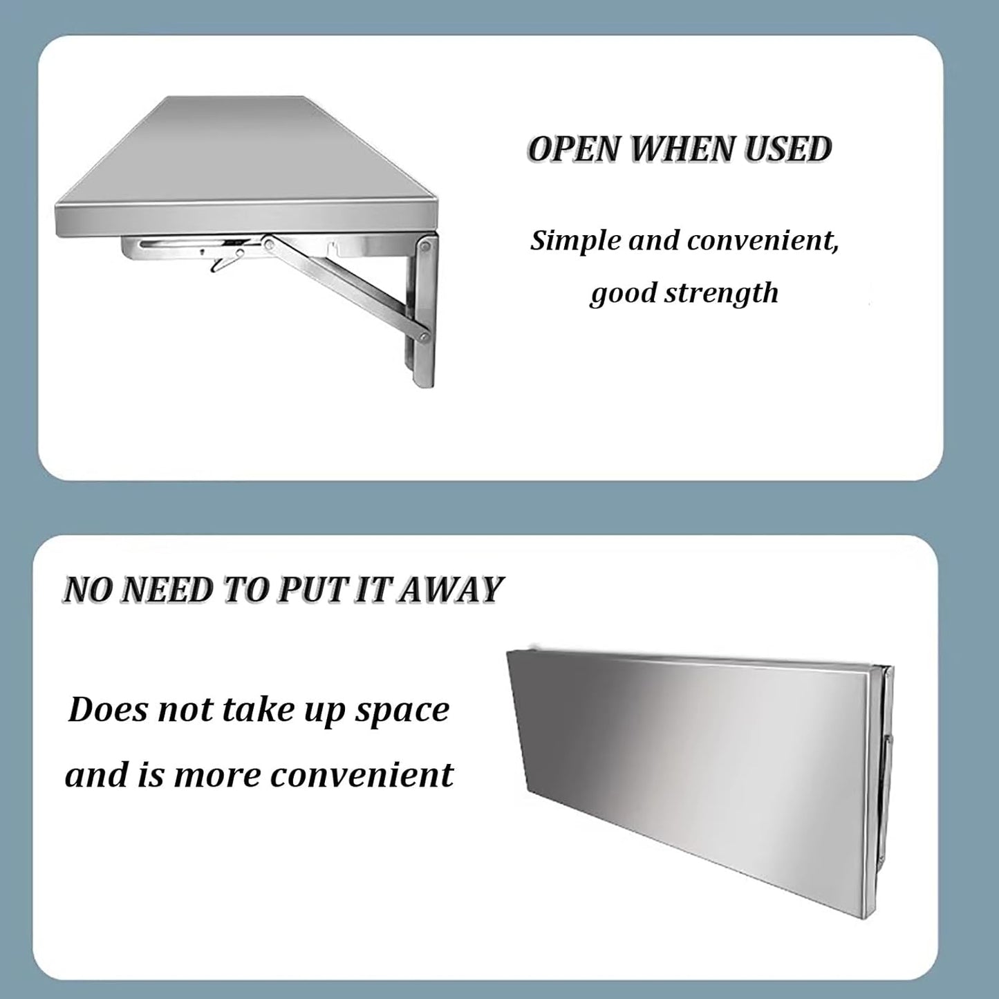 Stainless Steel Folding Wall Shelf,Stainless Steel Wall Mount Folding Table, Wall-Mounted Folding Table,for Laundry Room,Kitchen, Restaurant,Folding Design,Space Saving. (Size : L100*W30cm)
