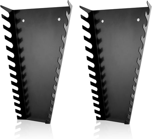 ALOANES 26-Slot Metal Wrench Organizer, Heavy Duty Wrench Organizer Tray for Tool Box, Professional Fit SAE & Metric Wrench Storage, 2 Pack Wrench Holders(Black)