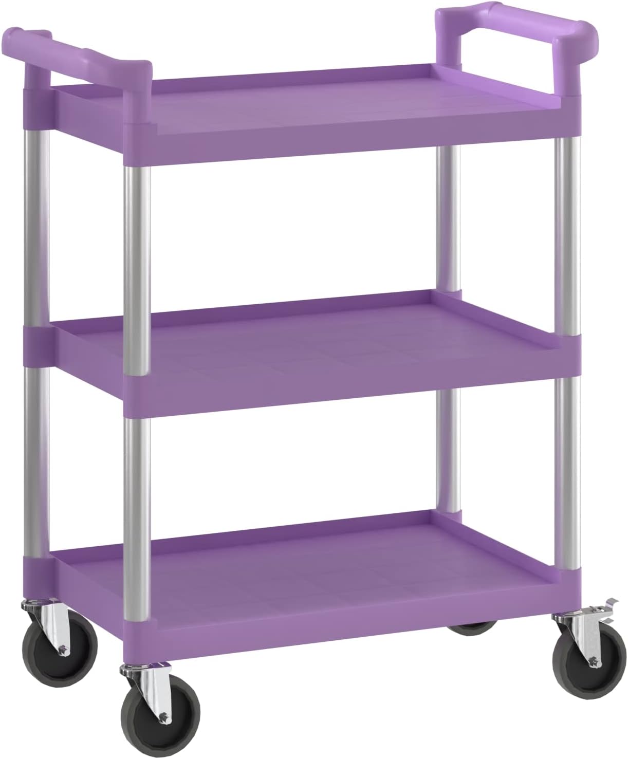 Purple Utility/Bussing Cart with Three Shelves - 32" x 16"