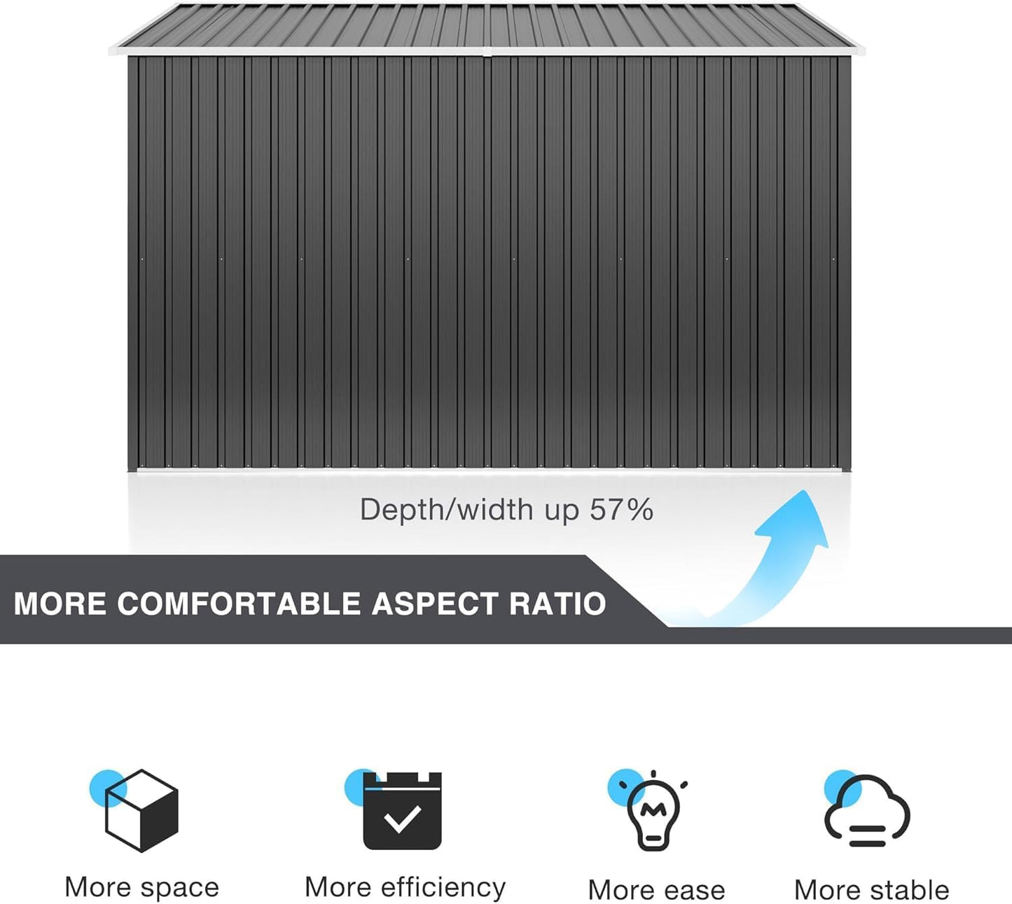 Polar Aurora 10x10 FT Outdoor Storage Shed, Metal Garden Shed with with Updated Frame Structure, Tool Sheds for Backyard Garden Patio Lawn, Black