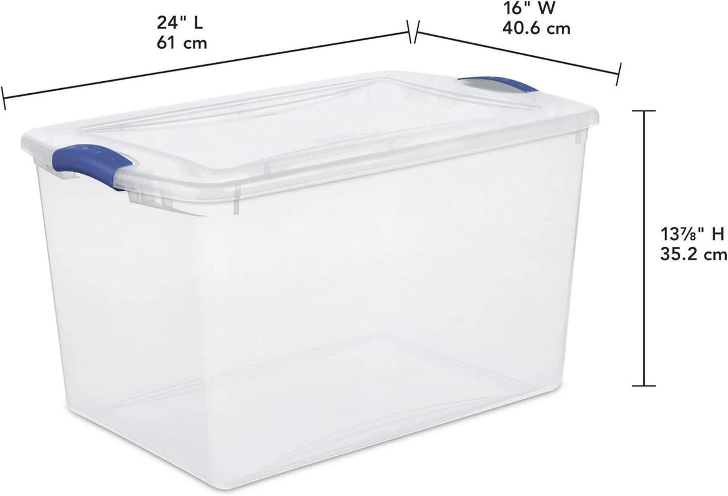 2-Pack Transparent Storage Box,66 Quart Capacity Storage Container with lock cover,Plastic,Stackable storage solution ideal for organizing items in households,Educational institutions,and warehouses.