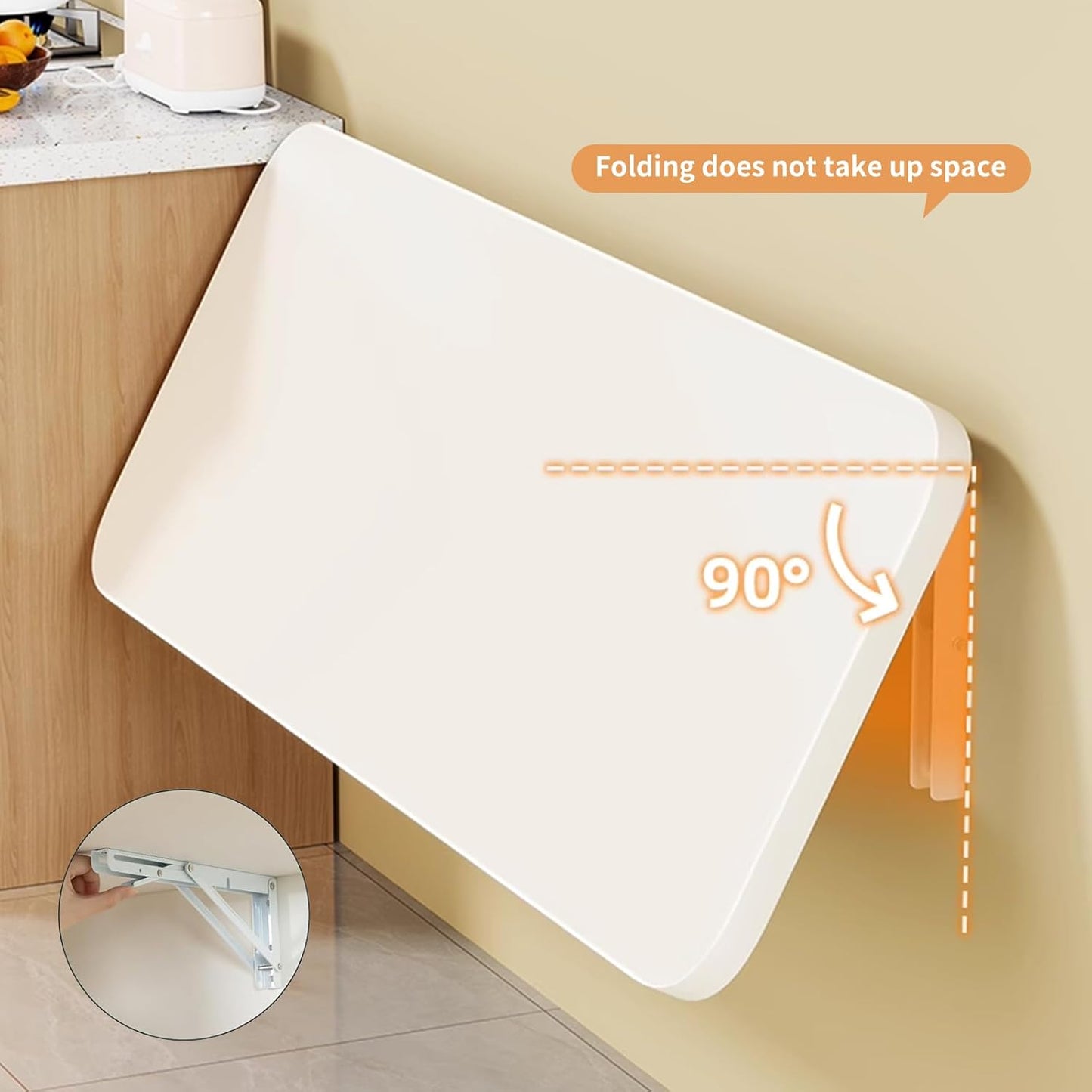 Wall Mounted Folding Wood Table, Folding Table with Heavy Duty Metal for Laundry Collapsible Shelf Brackets, Wall Mounted Desk Fold Down for Small Spaces Black 120 * 50cm/47.2”*19.7”
