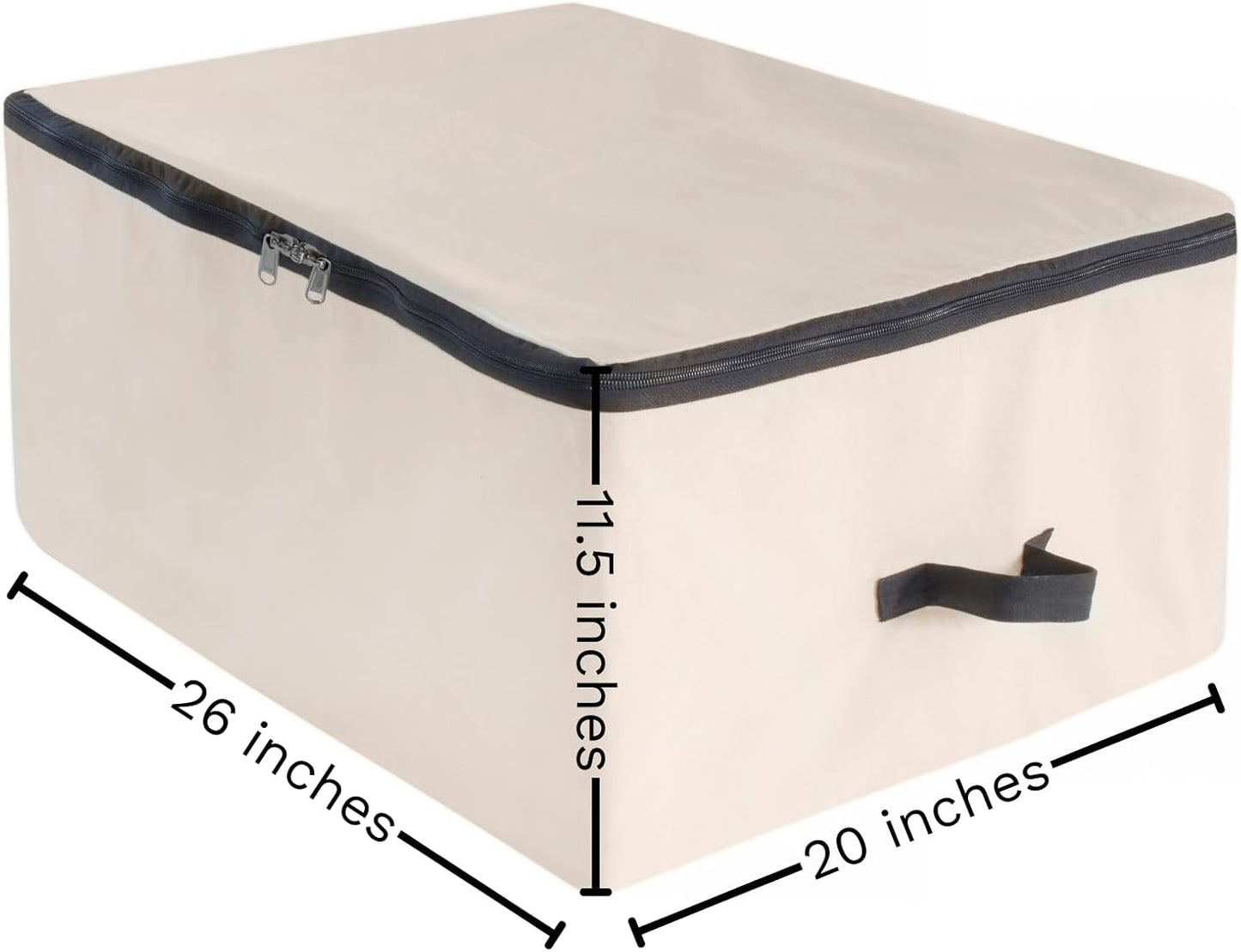 Canvas Under Bed Storage Bags - Canvas Storage Bags with Zipper for Comforters, Blankets & Pillows - Extra Large Bags for Bed Linen Storage - Breathable, Sturdy, Double Stitched with Handles (1 Bag)