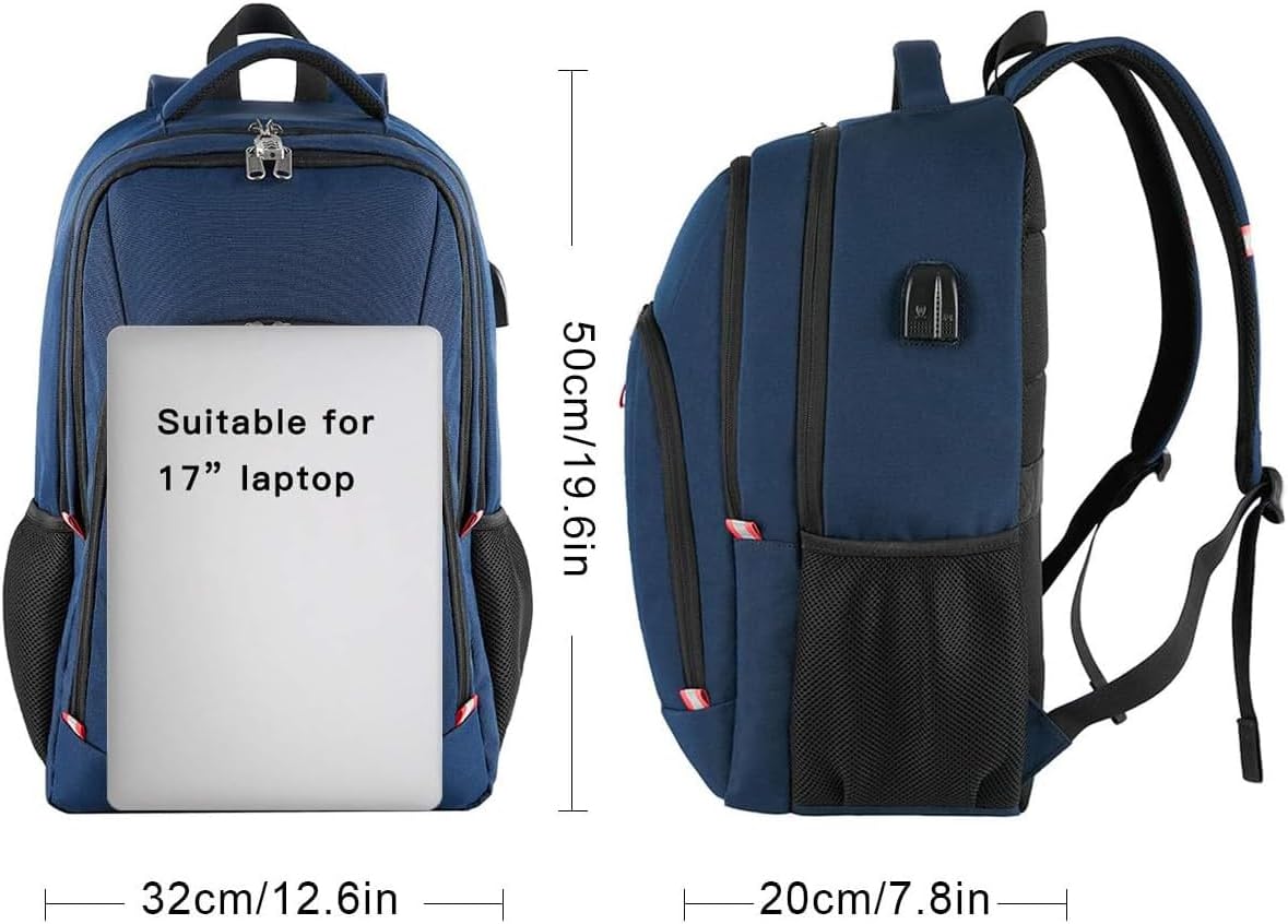 Della Gao Travel Laptop Backpack, Large Anti-Theft Business Travel Backpack with USB Charging Port, Water Resistant College School Computer Bag for Men/Women for 17 Inch Laptop and Notebook