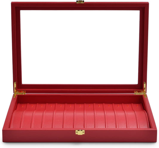 Oirlv Luxury Leather Necklace Bracelet Organizer Tray with Acrylic Lid Jewelry Display Case Drawer Insert Jewelry Organizer for women
