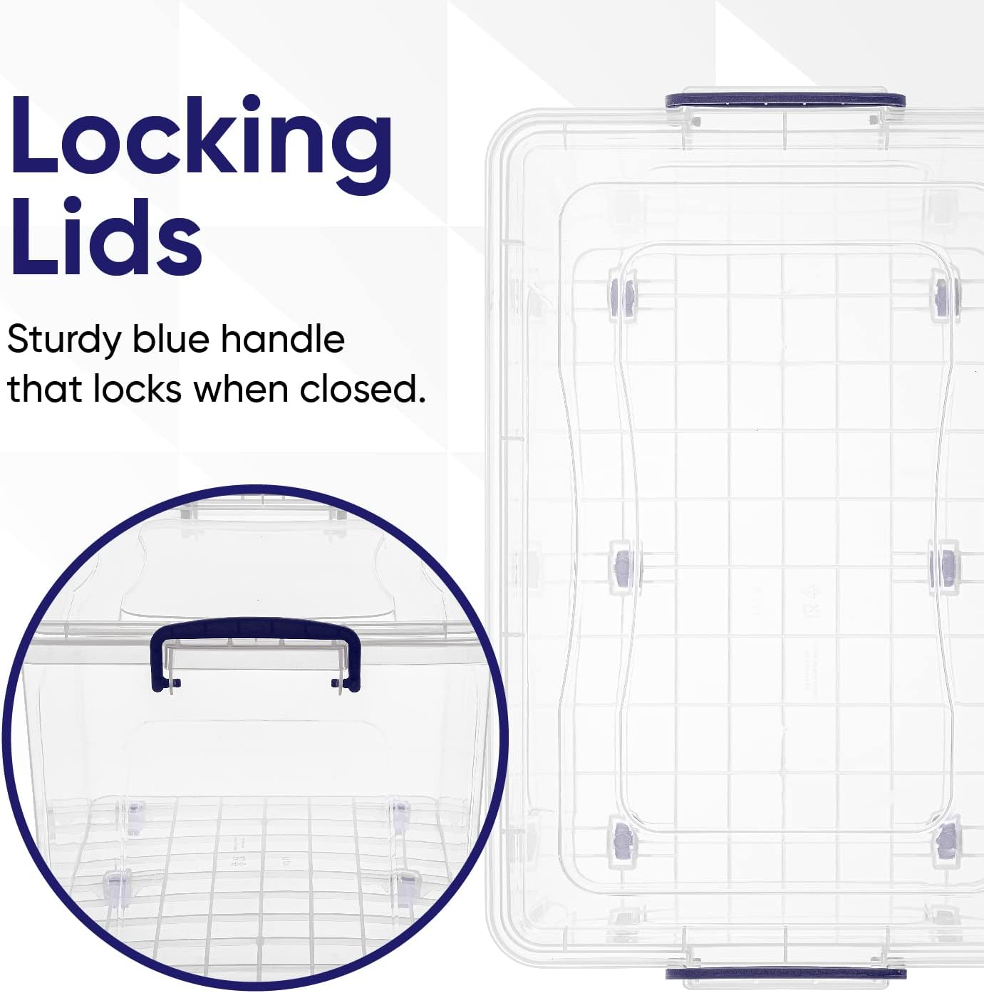 Superio Storage Bins with Lids- Clear Boxes for Organizing, Stackable Plastic Containers- BPA Free, Non-Toxic, Odor Free, Organizer for Home, Office, Dorm (6 Pack, 44 Qt (Wheeled))