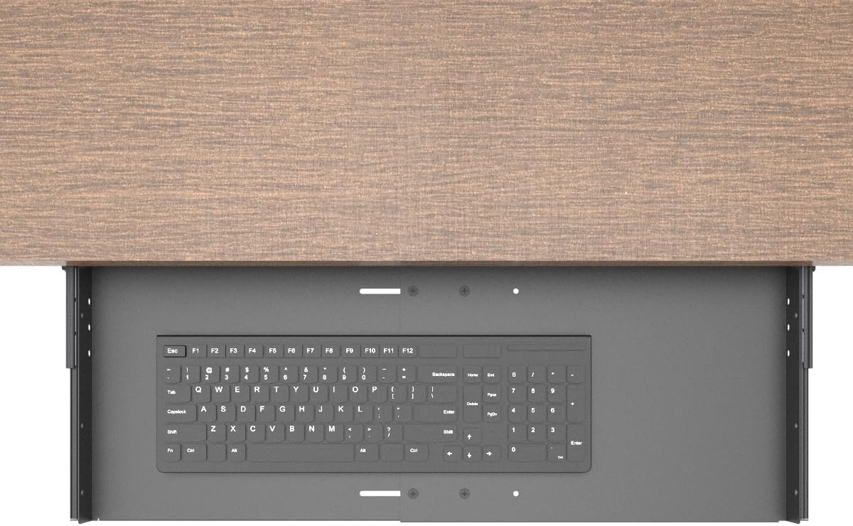 JINGCHENGMEI Sliding Keyboard Tray Under Desk, Pull-Out Keyboard and Mouse Tray, 27 x 9.8 inches Large Platform Slide-Out Computer Drawer for Typing, Metal, Black
