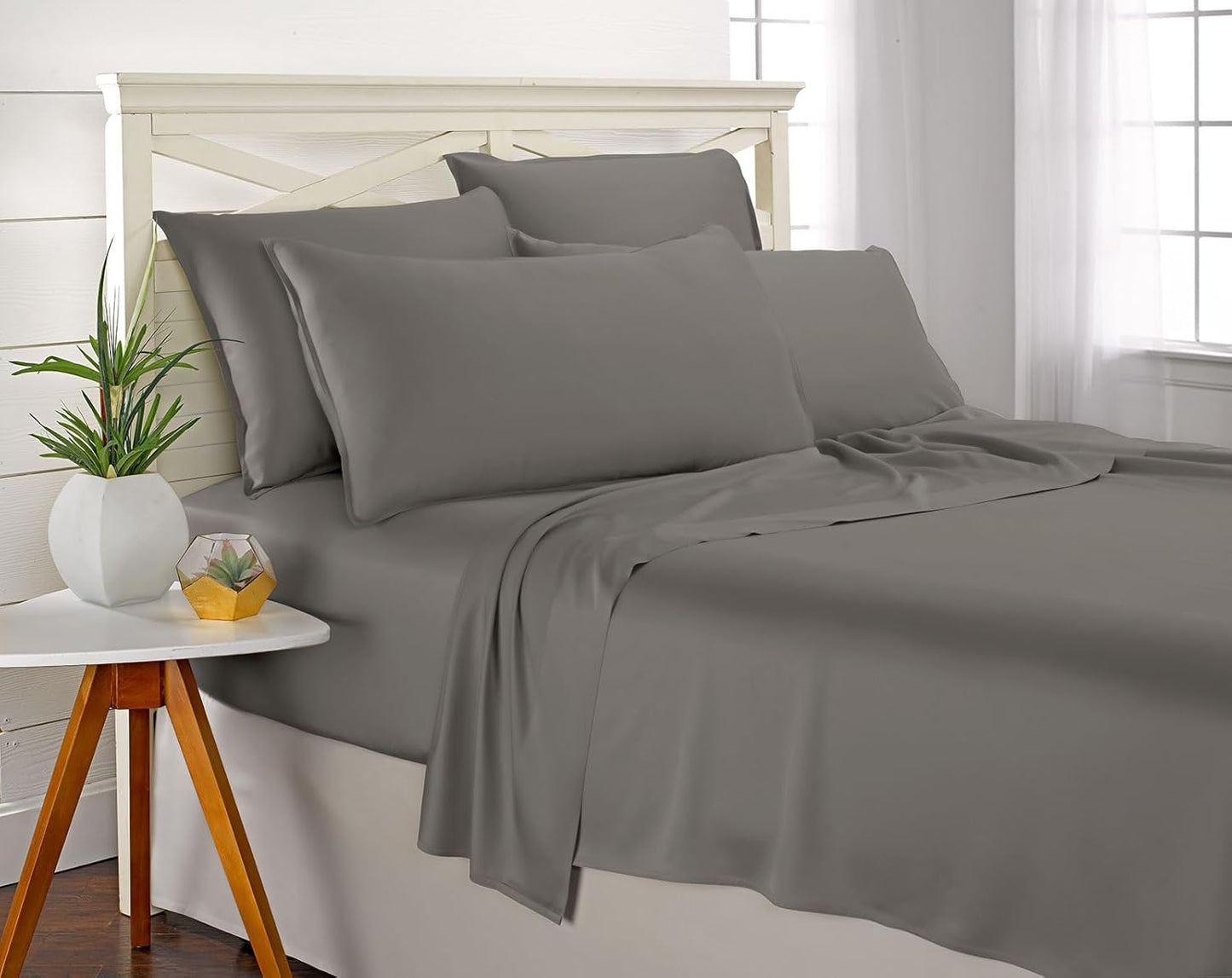 King Pillowcases by Pure Bamboo, Genuine 100% Organic Viscose Derived from Bamboo, Luxuriously Soft & Cooling, Double Stitching, Envelope Closure (2 King Pillowcases, Graphite)