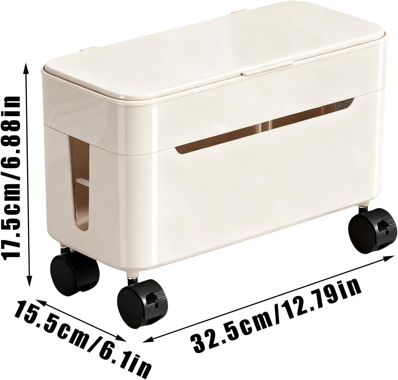 Cord Management Box, Wire Storage with Wheels and Tabletop Charger Organizer, Cable Storage Solution for Home, Office, Dormitory, Gaming Setup, TV Stand, Computer Desk, Tech Enthusiasts, Renters
