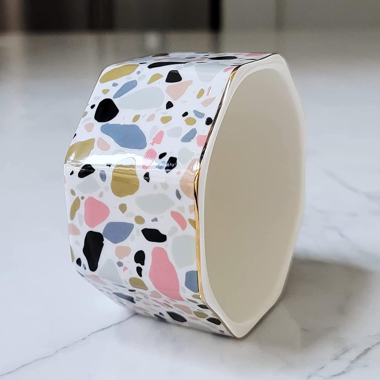 Paper Clip Holder Ceramic Paper Clip Holders Paperclips Holder Dispenser Cute Terrazzo Marble Paper Clip Organizer for Desk Binder Clip Holder Bobby Pin Hair Clip Holder Gift for Office Pink
