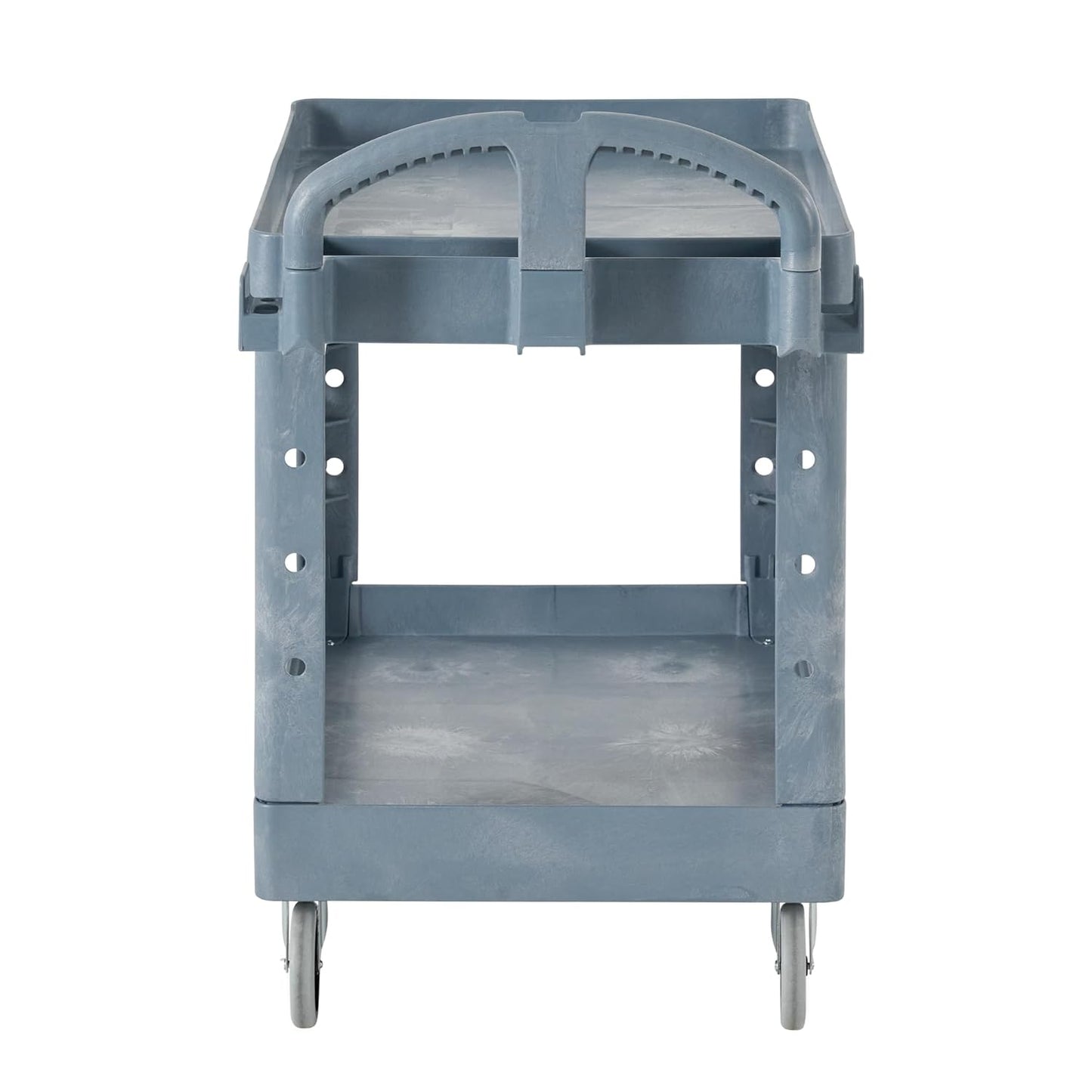 Rubbermaid Commercial Products BRUTE Heavy Duty 2-Shelf Utility/Service Cart, Medium, Lipped Shelves, Ergonomic Handle, 500 lbs. Capacity, Gray, for Warehouse/Garage/Cleaning/Maintenance/Stadiums