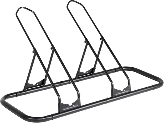 CyclingDeal Bicycle Floor Parking Rack Stand - for Mountain MTB Road Bike - Indoor Home Garage Storage - Adjustable for 2 Fat Bikes