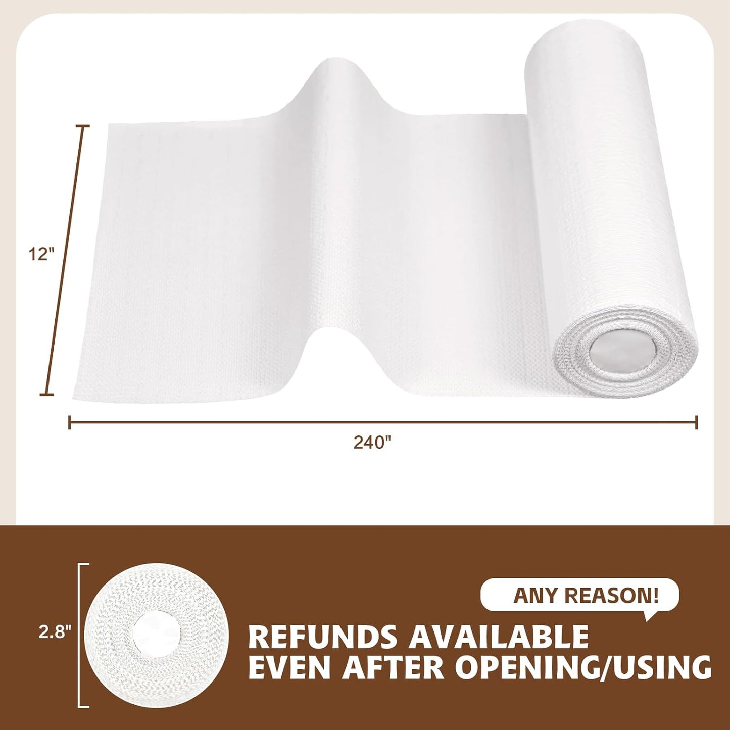 Shelf Liners for Kitchen Cabinets 12in x 39.37FT Non Adhesive Drawer Liner Pure White Thickened Shelf Liner Strong Non-Slip Easy to Clean for Tool Box Refrigerator with Knife and Tape Measure