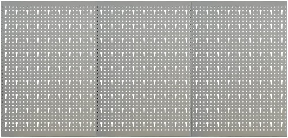 Steel Peg Board Set Wall-Mounted 3 Panels 15.7"x22.8" - Gray, Tool Organizer with Mounting Accessories,145349,Gray
