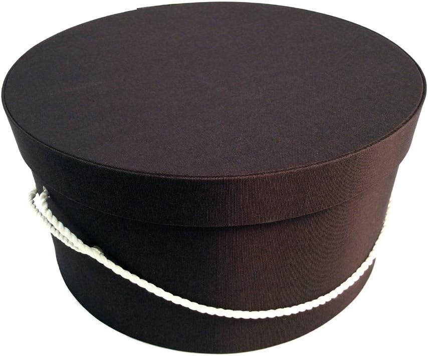 Sarah's Hat Boxes Classic Brown Hat Box – 21.5" x 11.5" (Dia. x Ht.) Handmade in USA – Odorless Non-Toxic Adhesive, Cording Handle – Premium Storage for Hats & Accessories