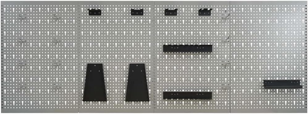 Wall-Mounted Peg Boards 4-Pack 15.7"x22.8" Steel with Versatile Holes for Workshop Organization,145352,Gray