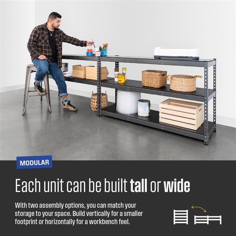 SafeRacks Modular Garage Shelving - 5 Tier Storage Shelves, Tall Metal Rack Shelves for Storage, Heavy Duty Steel Shelf Organizer for Garage, Or Kitchen Pantry (Hammertone, 18 x 36 x 72)