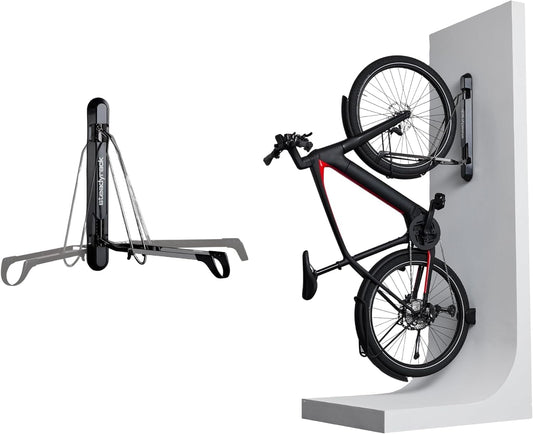 Steadyrack Bike Rack for Mountain Bikes - The Original Wall Mounted Vertical Bike Storage - Fits Wide Tires - Space Saving Pivot Design - Heavy-Duty Steel Rack for Indoor Garage, Apartment or Home Use