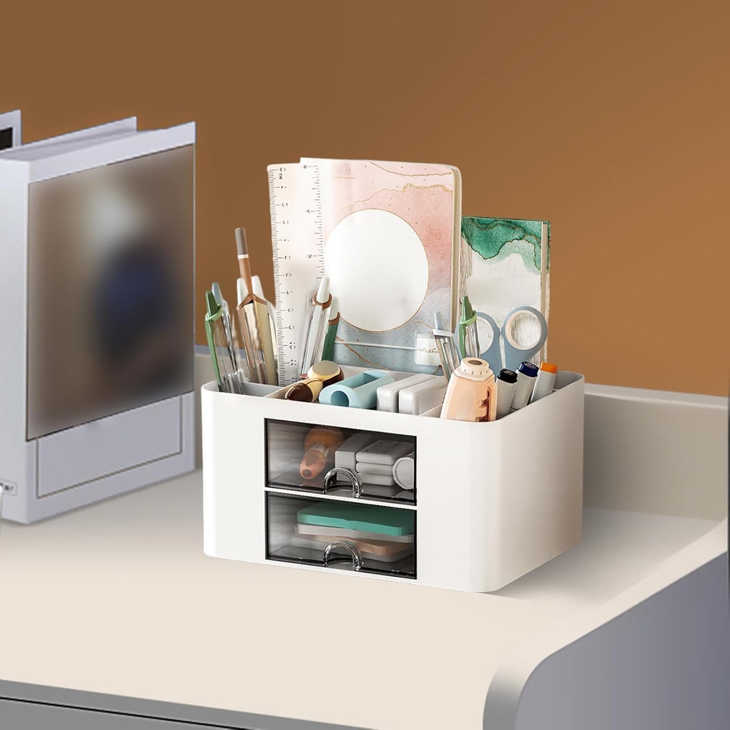 Makeup Organizer, Makeup Organizer with Drawers, Cosmetic Storage Box, Clear Desktop for Brushes, Skincare, Office Supplies, Cosmetic