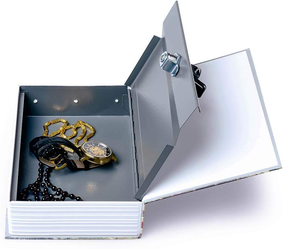 Diversion Book Safe Storage Box (9.5"×6"×2.2"), Dictionary Secret Safe Can with Security Key Lock, Diversion Book Hidden Safe (Route 66 Road-Key)