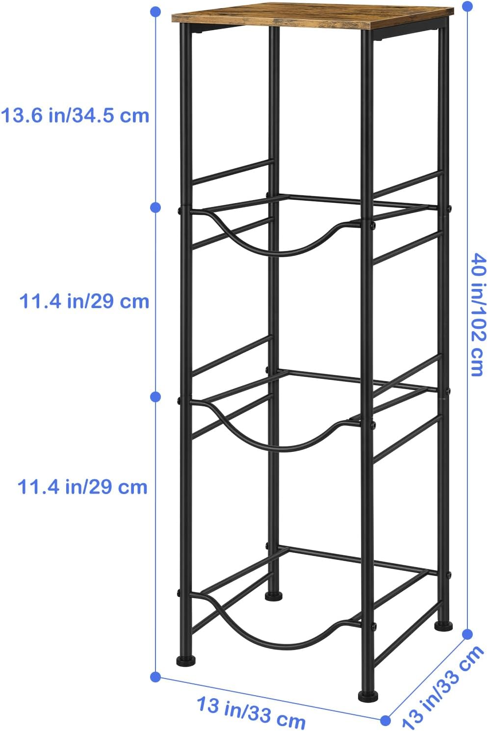 5 Gallon Water Bottle Jug Holder 3-Tier Water Bottle Holder Organizer with Top Shelf, Heavy Duty Water Dispenser Stand Rack for Kitchen Living Room Office, Rustic Brown