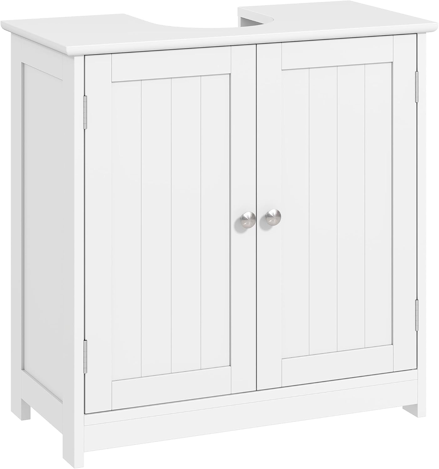 kleankin 23.5" Pedestal Sink Storage Cabinet, Freestanding Bathroom Under Sink Cabinet with U-Shape Cut-Out and Adjustable Shelf, White
