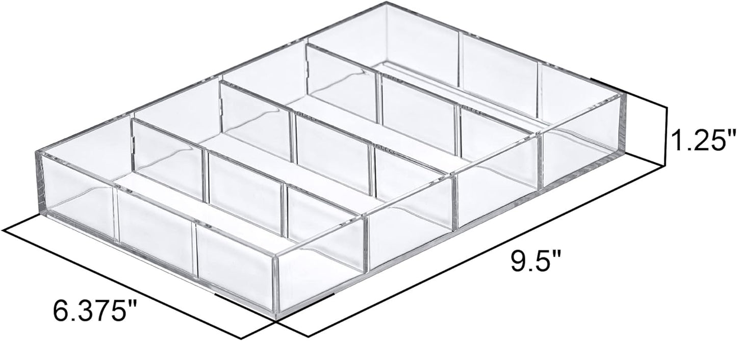 Amazing Abby - Soleil - Acrylic 4-Compartment Sunglass Organizer, Plastic Eyeglass Display Case, Transparent Jewelry Storage Tray, Clear Beauty Supply Holder, Great for Bedroom and Bathroom