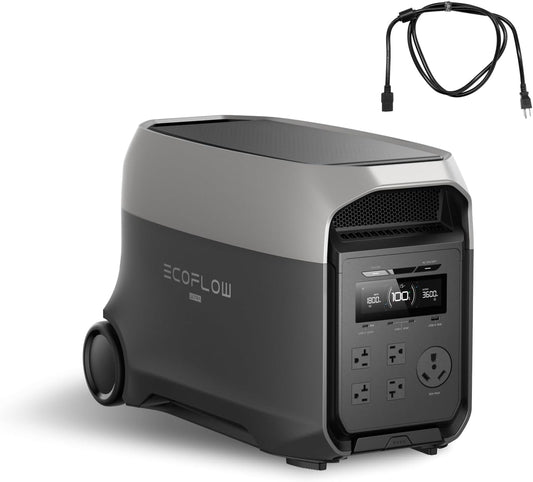 EF ECOFLOW DELTA 3 Ultra Portable Power Station with AC Cable, 3600W (Surge 7200W) Output Home Power, 3072Wh LiFePO4 Battery, Solar Generator for Home Use, Camping Accessories & RV Backup