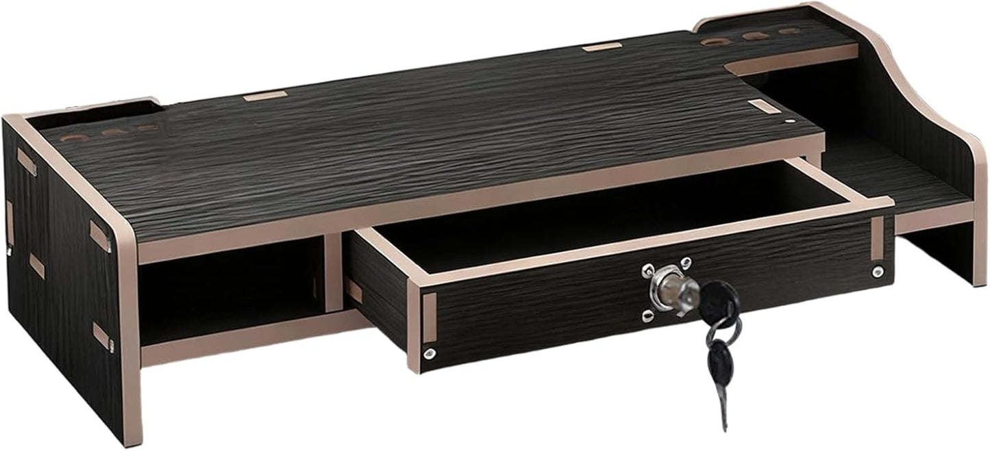 Monitor Riser - Wooden Desktop Organizer Shelf - Desktop Organizer With Drawer - for Laptop Printer PC TV Screen Pen Home Dorm Hotel Restaurant Apartment