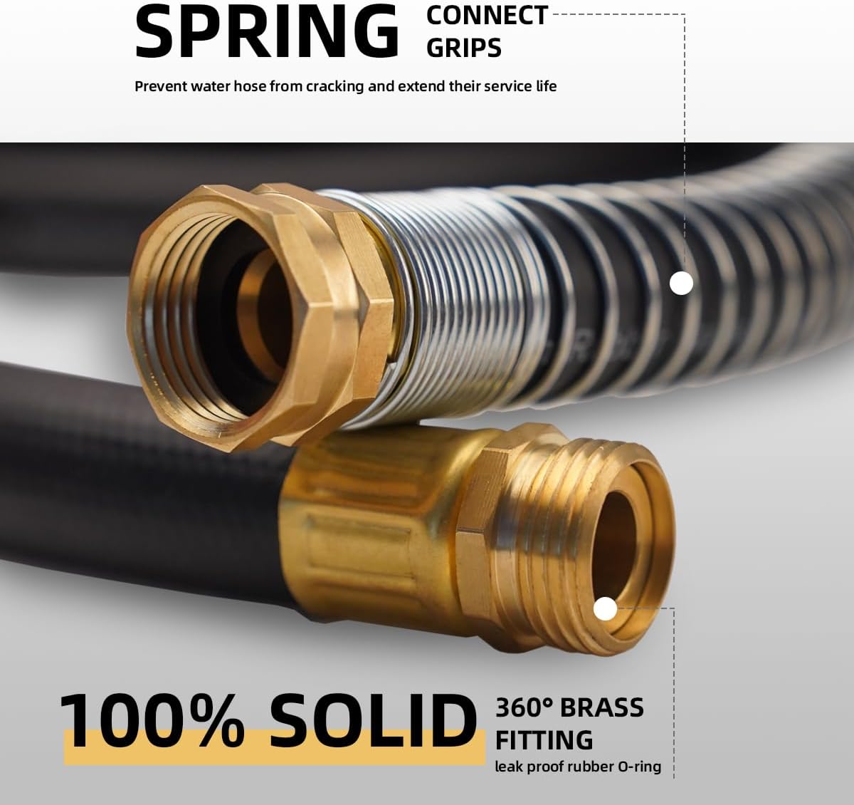 WiseFlow Garden Hose 150FT x 3/4", Heavy Duty Rubber Hose, Water Hose with Five Layered Braiding, Male Female Fittings, 1000PSI Burst, 300PSI Working (Black)