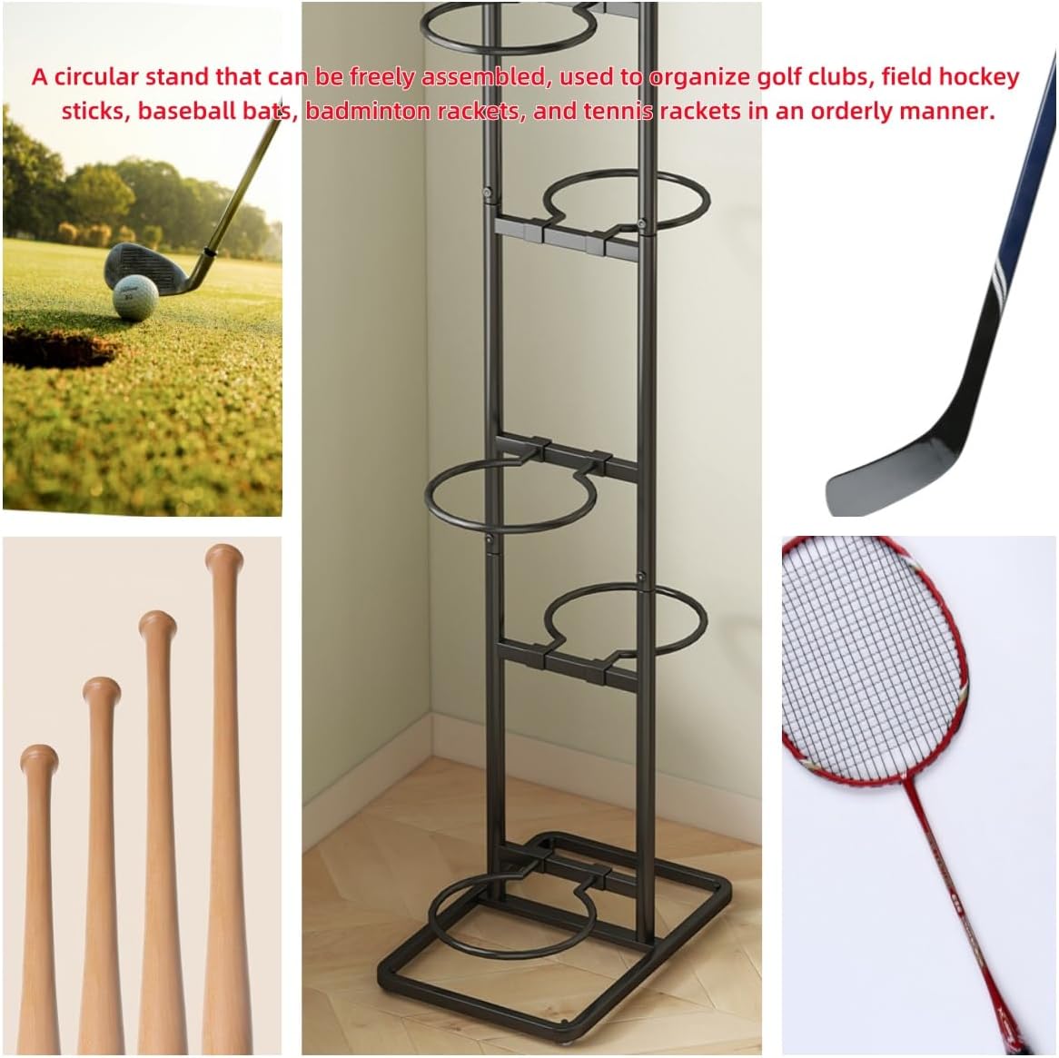Vertical Ball Rack -basketball rack- Durable Carbon Steel Storage for Basketball, Soccer, Volleyball, and More - Easy to Assemble, Waterproof, Sturdy - 56.7" H