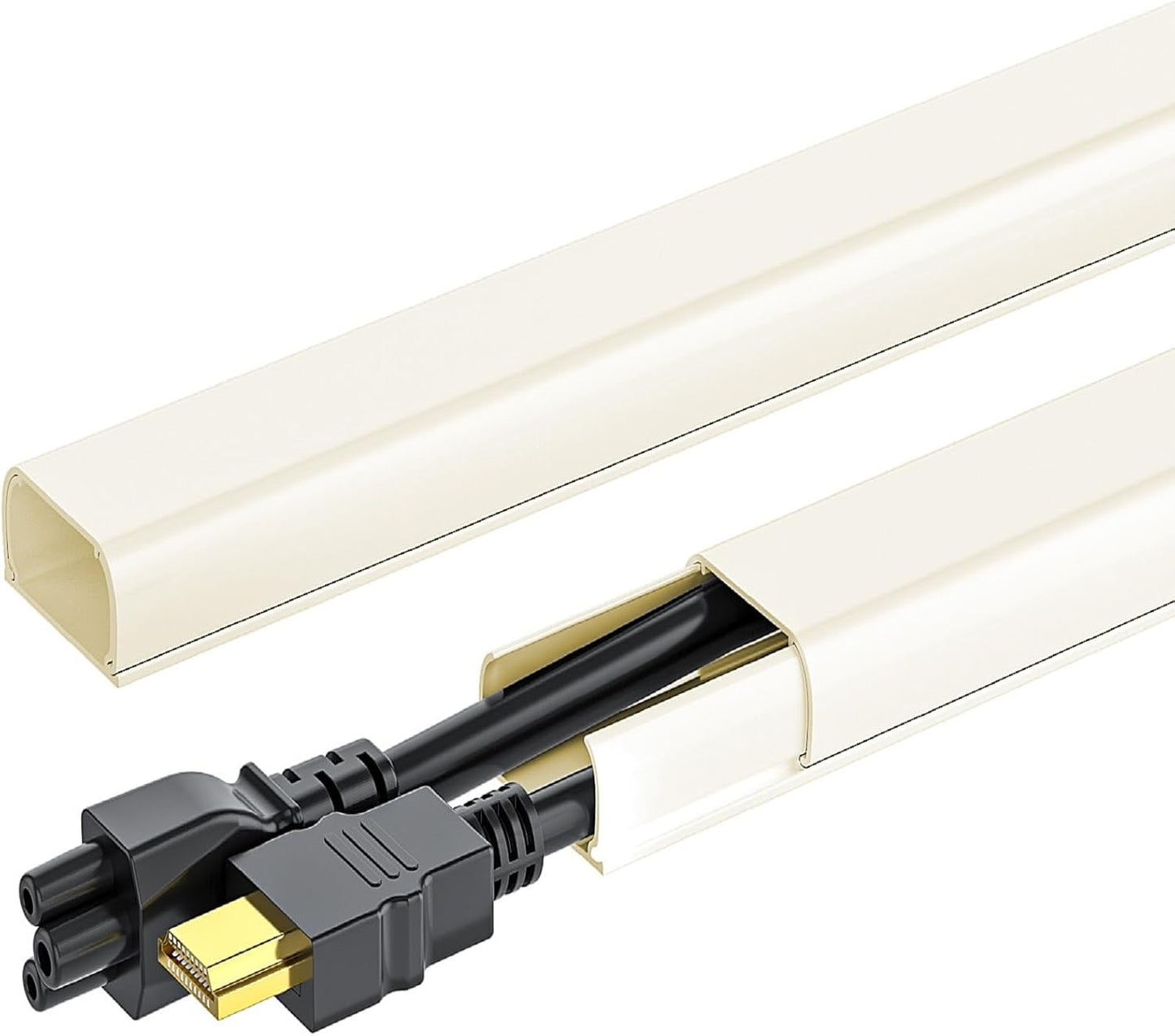 Yecaye 142in Wall Cord Hider for 2-3 Cords, On-Wall Cord Cover Channel, Cable Concealer, Cable Cover Cords Management for Home Office, W0.94in H0.47in, Beige