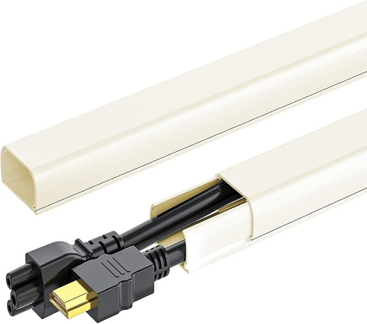 Yecaye 142in Wall Cord Hider for 2-3 Cords, On-Wall Cord Cover Channel, Cable Concealer, Cable Cover Cords Management for Home Office, W0.94in H0.47in, Beige
