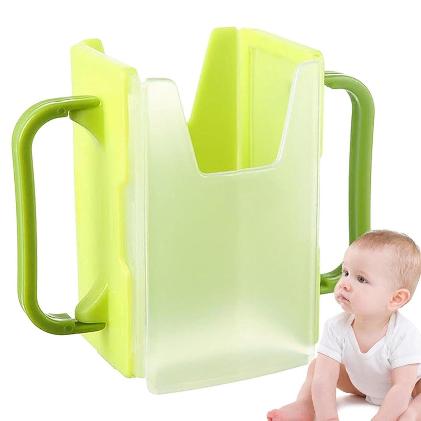 Generic Juice Bag Holder - No Holder for Milk Box, Portable, Adjustable, Spill Proof, Green