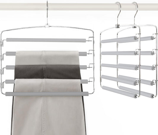 TOPIA HANGER Pants Hangers Space Saving, 3-Pack Swing Arm Pants Organizer for Closet, Non-Slip Foam Padded Organizer Hanger for Multi Slacks, Jeans, Trousers, Skirts, Scarfs (Grey)-CT27G