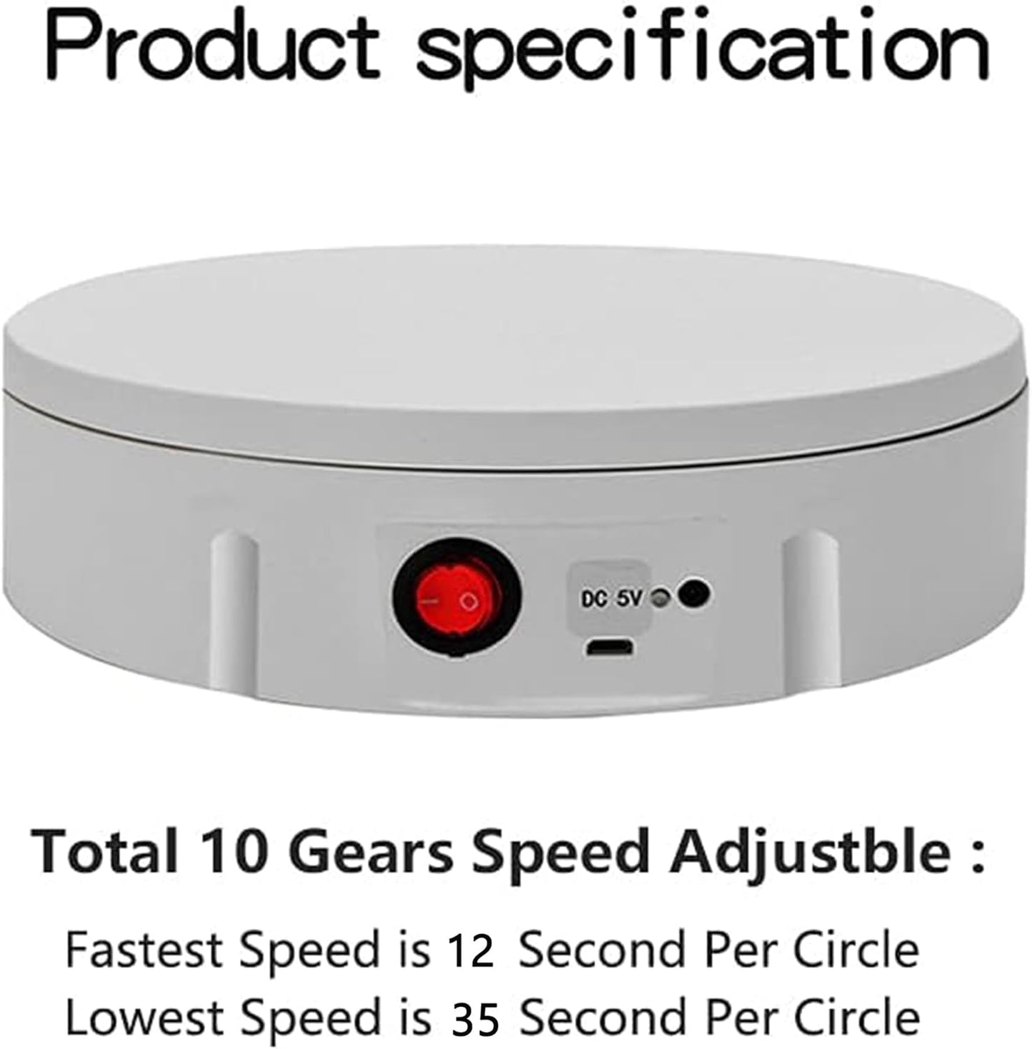 JAYEGT Motorized Rotating Display Stand,220 Lbs Load, 360 Degree Electric Rotating Turntable for Photography Products Display,Show,Remote Control Angle, Speed (White/8.66Inch / Rechargeable/Adapter)