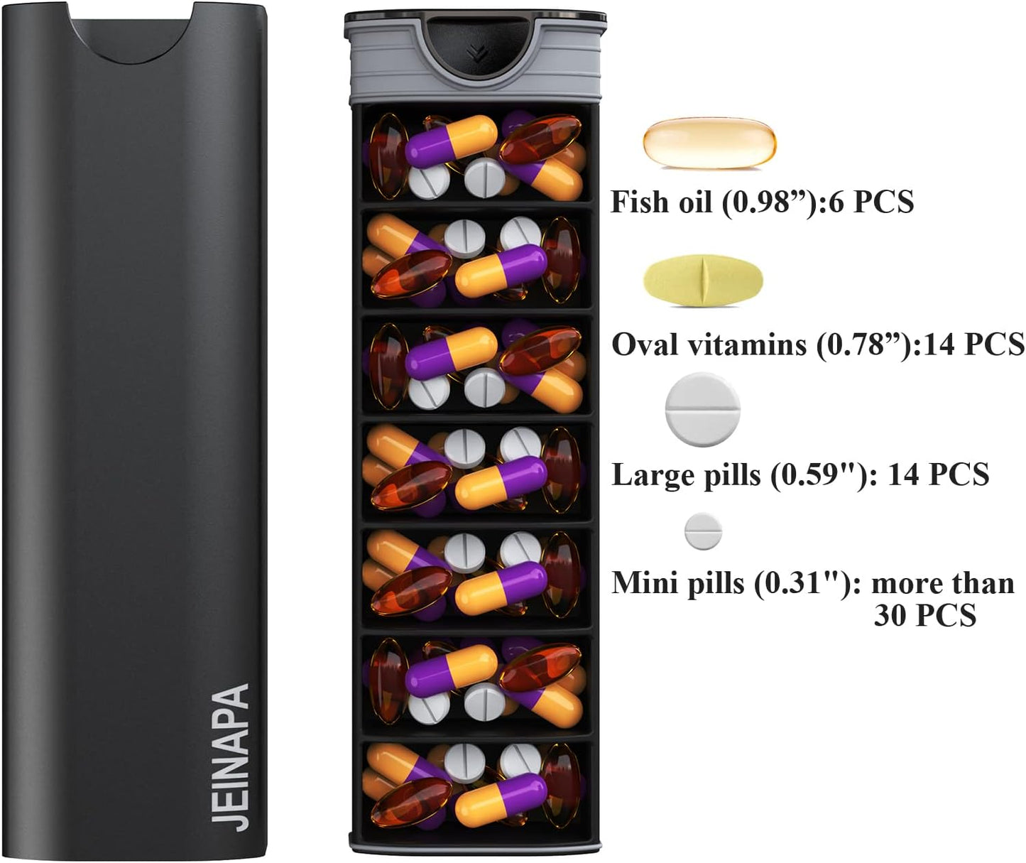 Extra Large Pill Organizer 7 Day, Aluminum Daily Pill Box, Weekly Travel Pill Case, Cute Pill Holder to Hold Vitamins, Medicines, Pills, Supplements