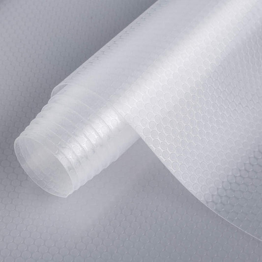 HooTown Refrigerator, Freezer, Fridge Shelf Liners and Drawer Mats 11.8 Inch Wide x 13 Feet Long, Non Adhesive EVA Plastic Washable Waterproof Pads for Kitchen Cabinet, Pantry Closet, Cupboard, Clear