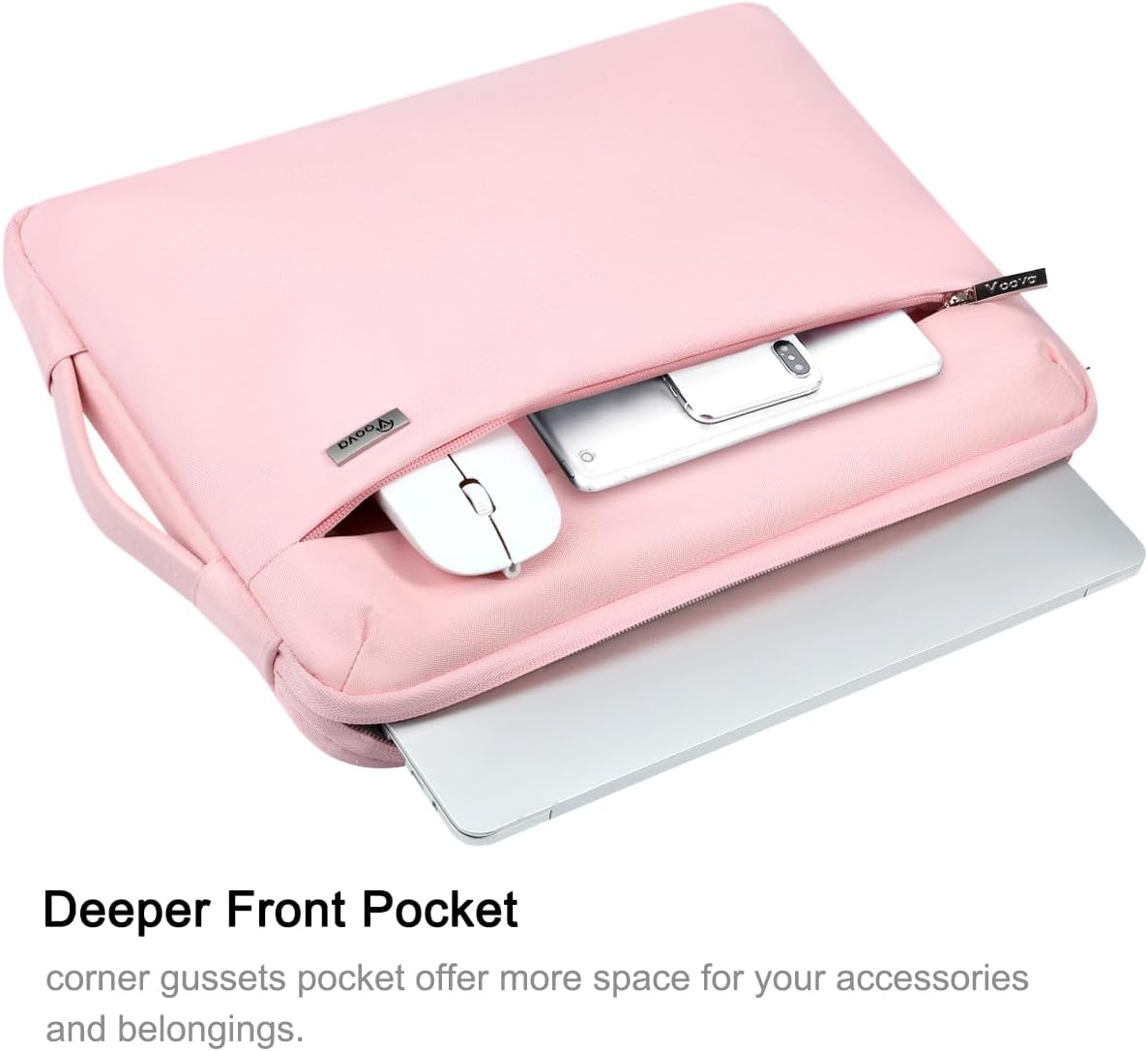 Voova Laptop Sleeve Case 13 13.6 Inch for Women, 360°Protective Waterproof Slim Computer Bag Cover Compatible with MacBook Air 13 M1/M2/M3/M4 2020-2024, MacBook Pro 13, IPad Air/Pro 13, Pink