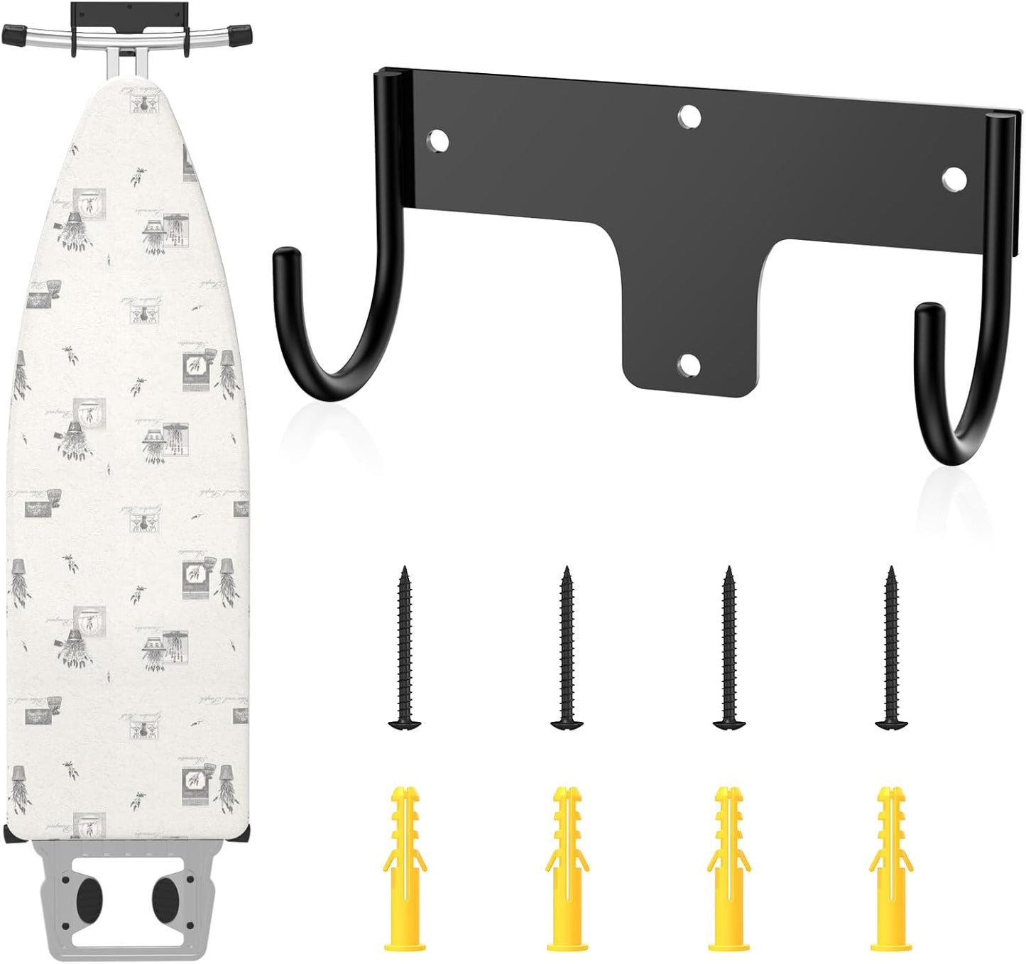 ORLESS Ironing Board Holder Wall Mount, Ironing Board Hanger, Iron Board Holder, Small Y or T Leg Iron Board Hook Wall Mount for Laundry Rooms, 6 Inch(Black)